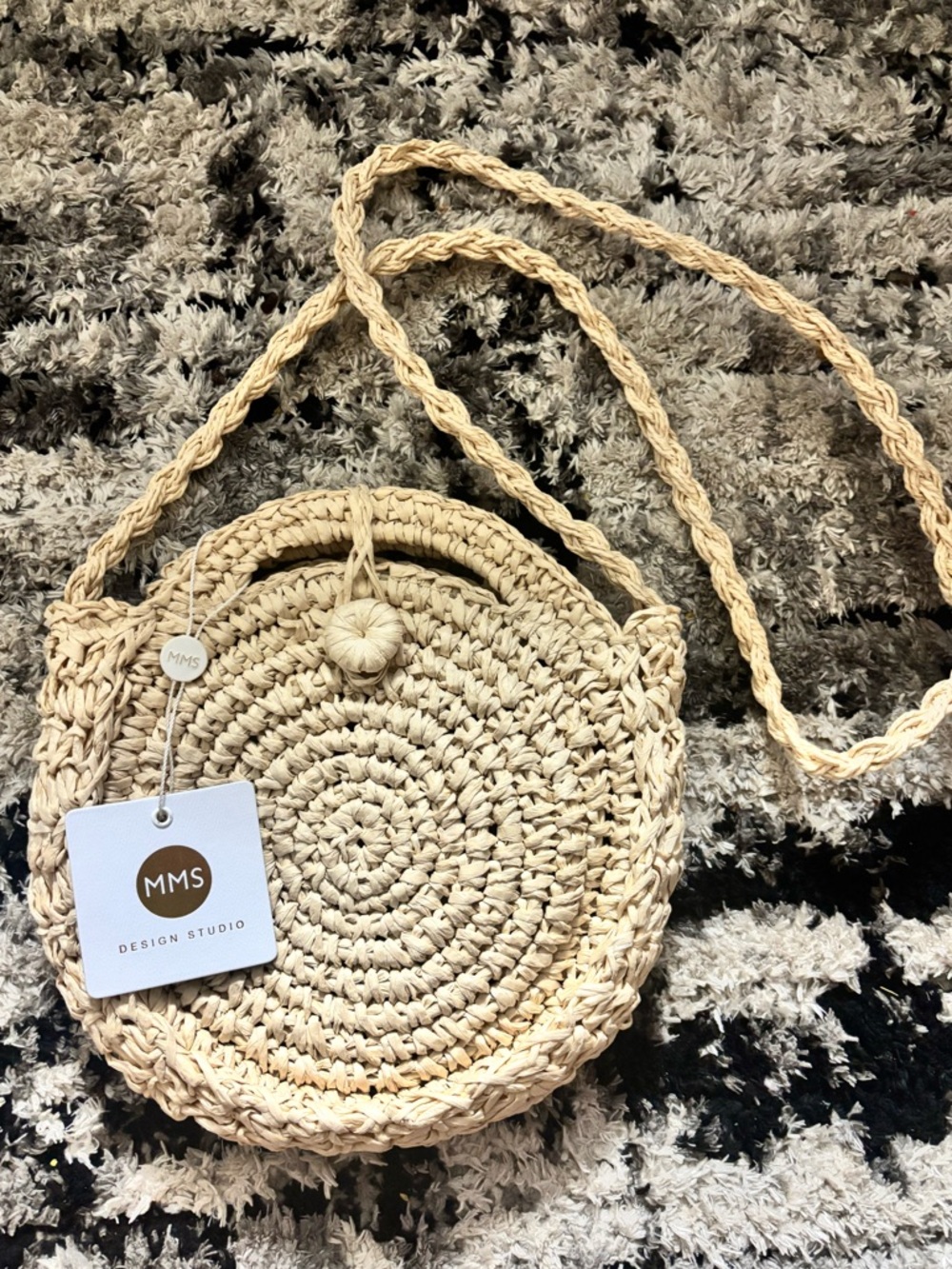 MMS Design Studio Natural Round Woven Crossbody Bag